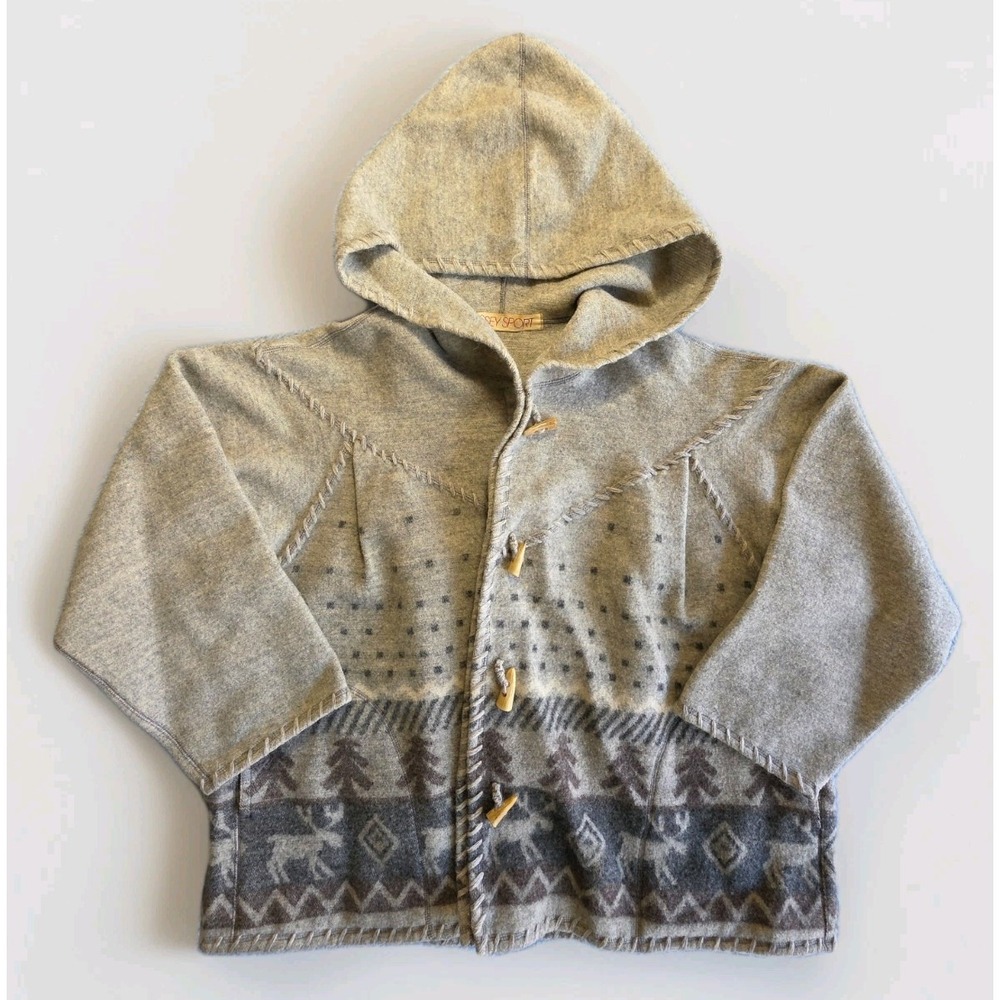 Vintage Issey Sport Issey Miyake 80s Wool Hoodie Jacket Size 9 Nordic Pattern